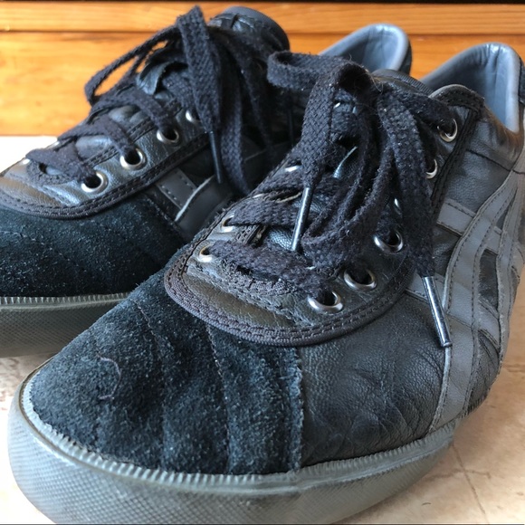 onitsuka black leather